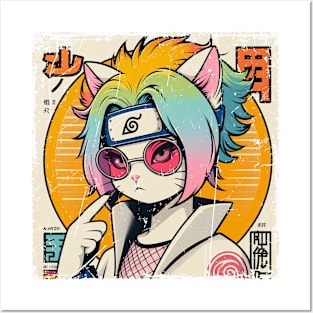 Kawaii Vintage Warrior Kitten Posters and Art